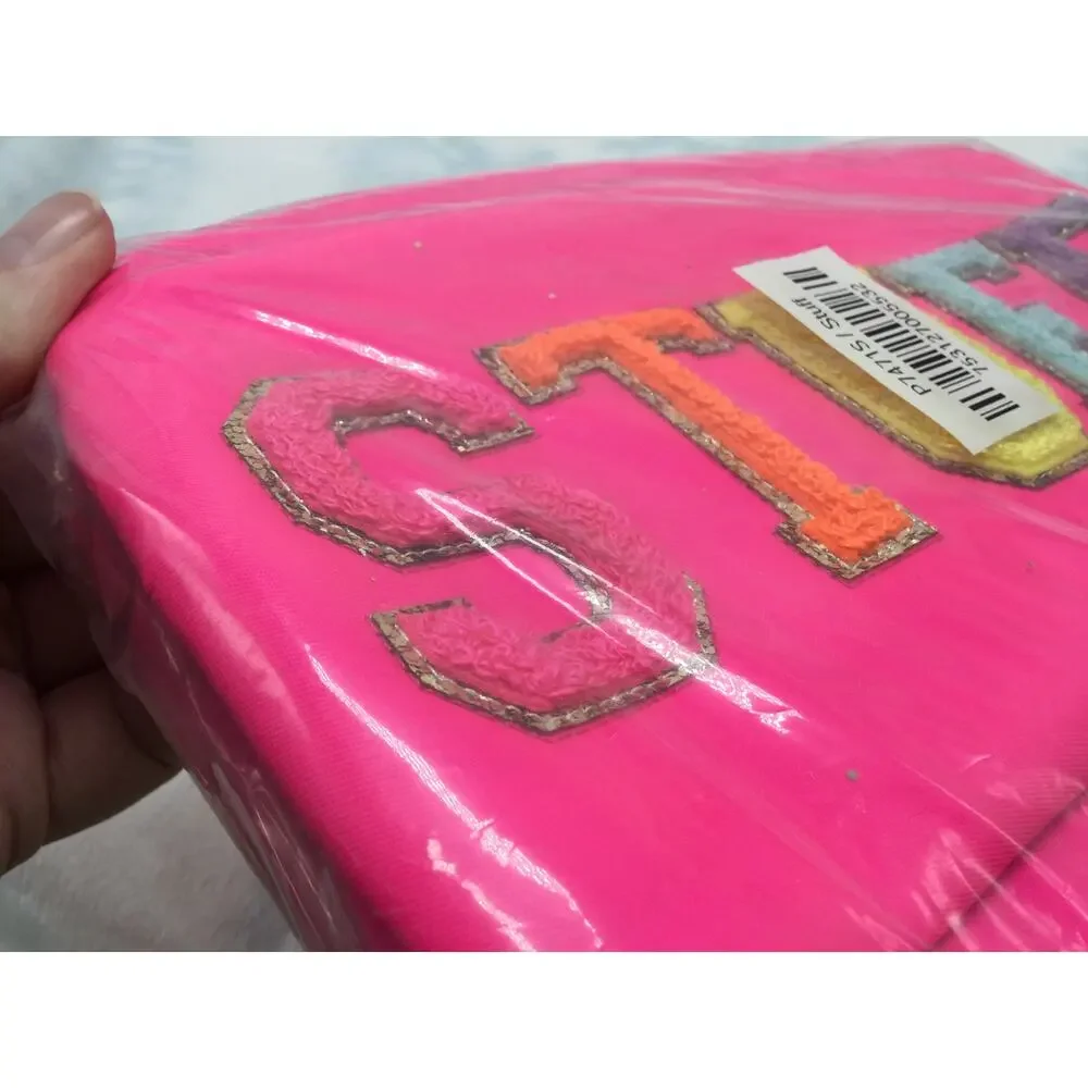GB Girls Stuff Cosmetic Bag Varsity Letters Hot Pink NEW